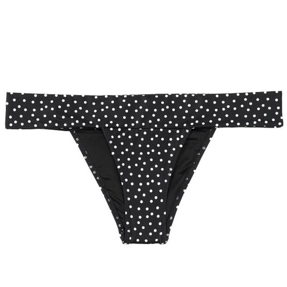 VS Polka Dot Swimsuit Swim Bottom S Brazilian Cheeky Black NWT - Picture 2 of 10